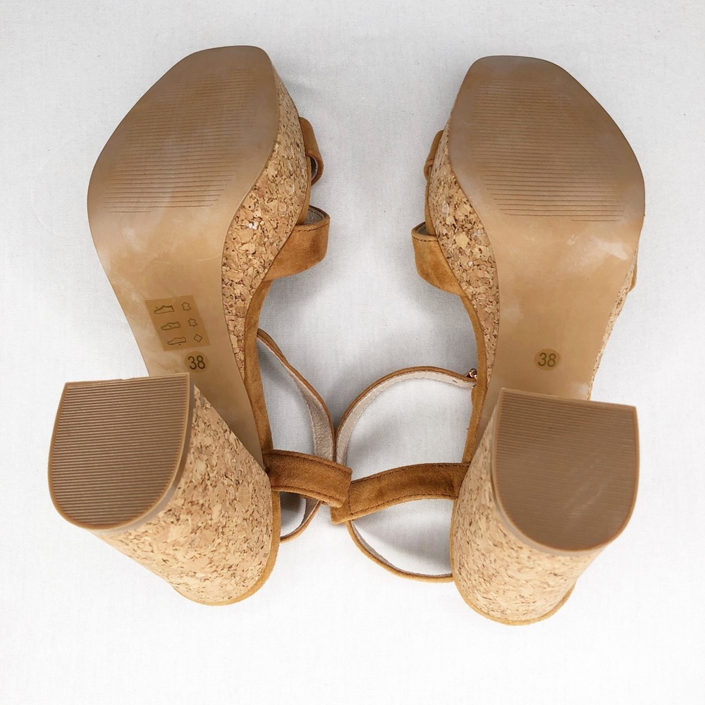 NWOB Shelly’s London Tan Suede Sandals/Heels, 38 - Picture 5 of 7